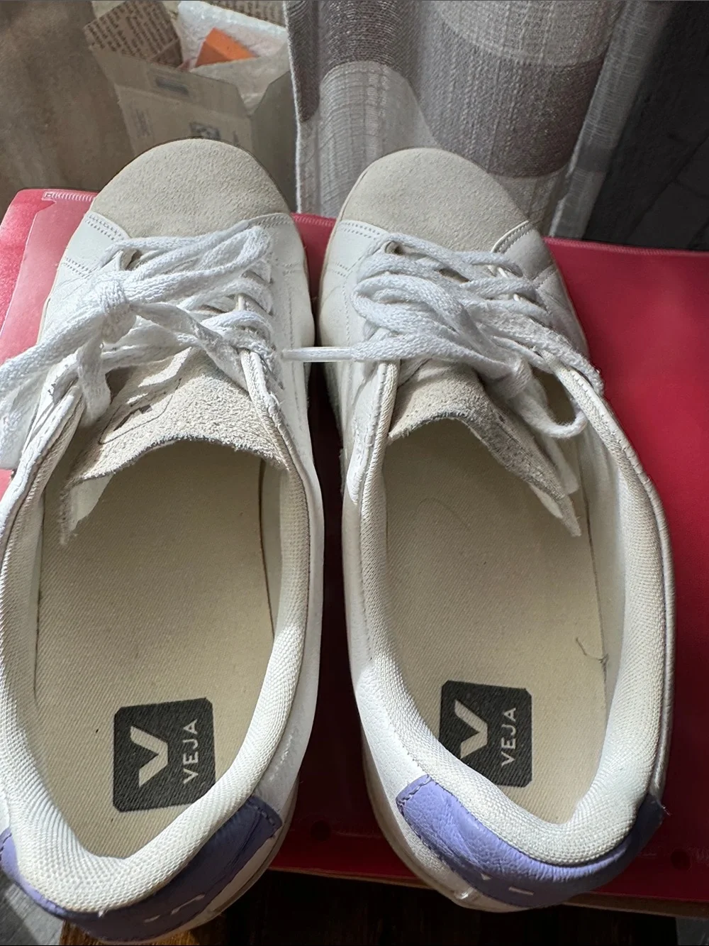 Veja Esplar Leather Sneaker Suede White Grey Green size 7 Big kid size 8 womens